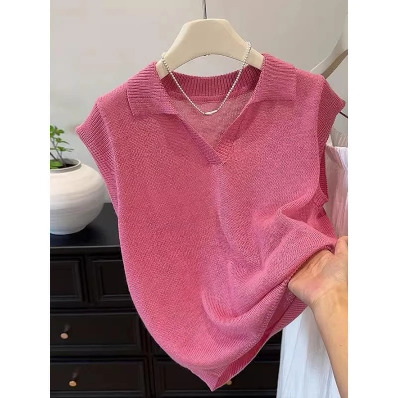 【现货+运费险】翻领针织衫女2025夏季单品薄款设计感小飞袖上衣女