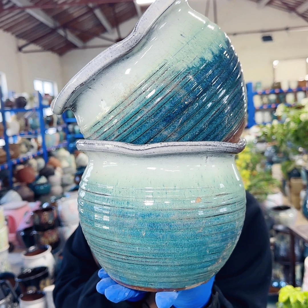 紫砂花盆高17口20