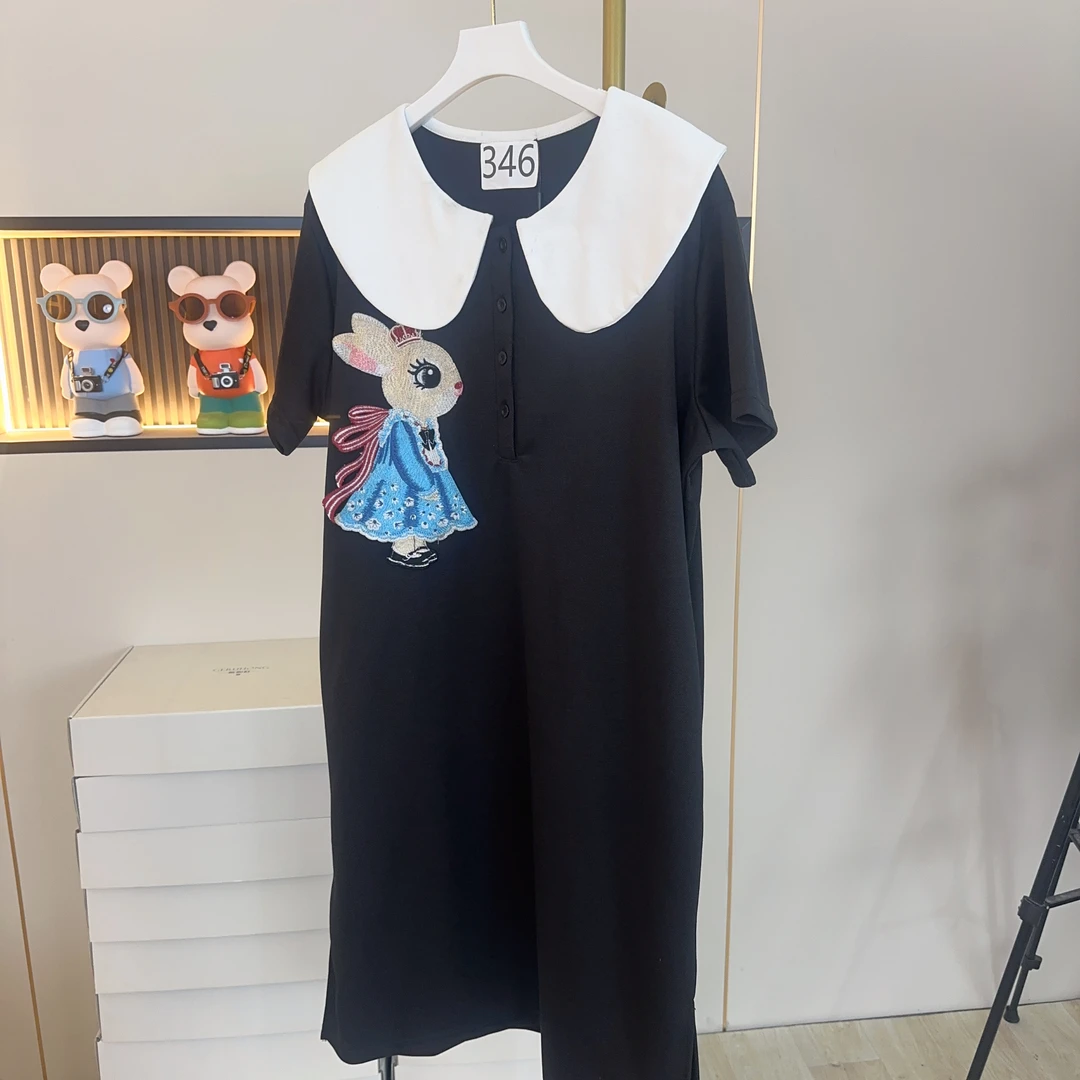 歌如虹娃娃领短袖夏季清新甜美连衣裙翻领女装睡裙唐风美学（346）