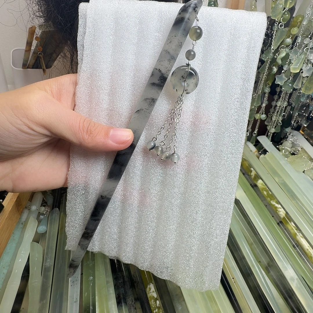 蛇纹石玉合金发饰