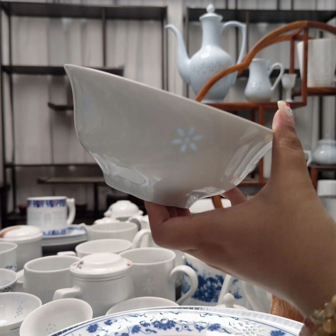 瓷碧玉花语6寸面碗两只装