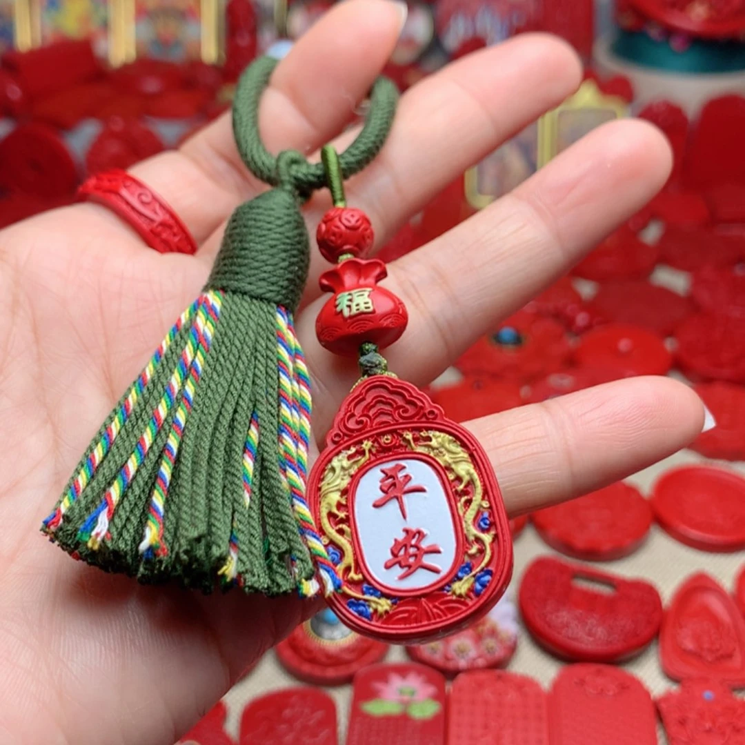 天然辰砂工艺品朱砂钥匙扣包包挂