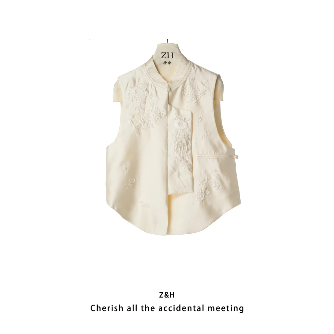 ZH【油画栀子】春季新款小众设计新中式马甲百搭时尚显瘦马甲