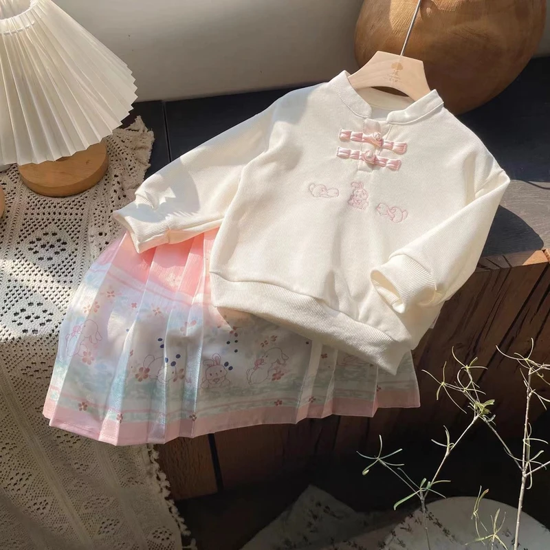 【现货】CT249135春秋新款儿童套装女童国风气质两件套小童女宝