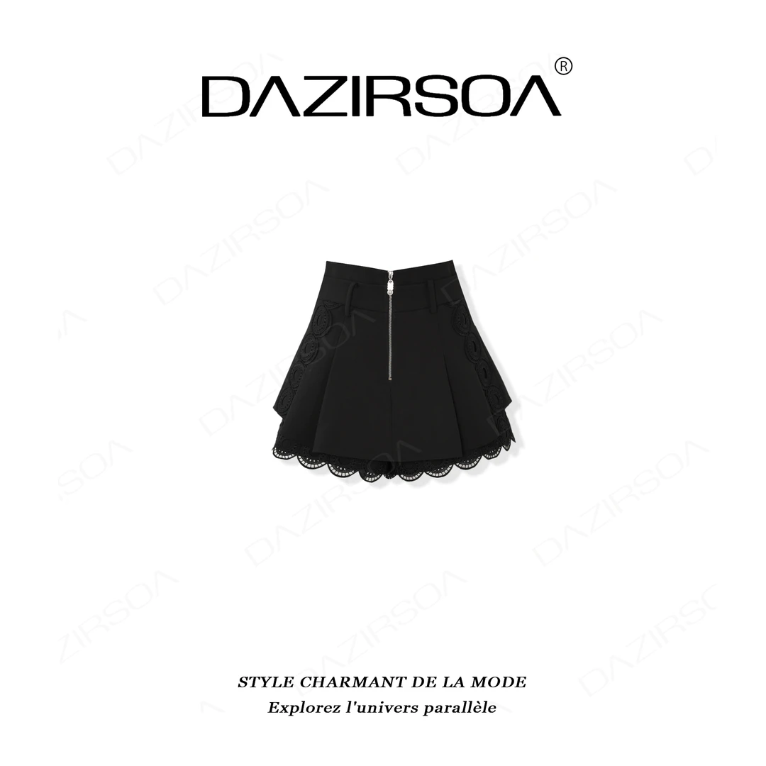 DAZIRSOA/达姿“默契节拍”时尚百搭拼接花边个性不规则裙裤 Y758