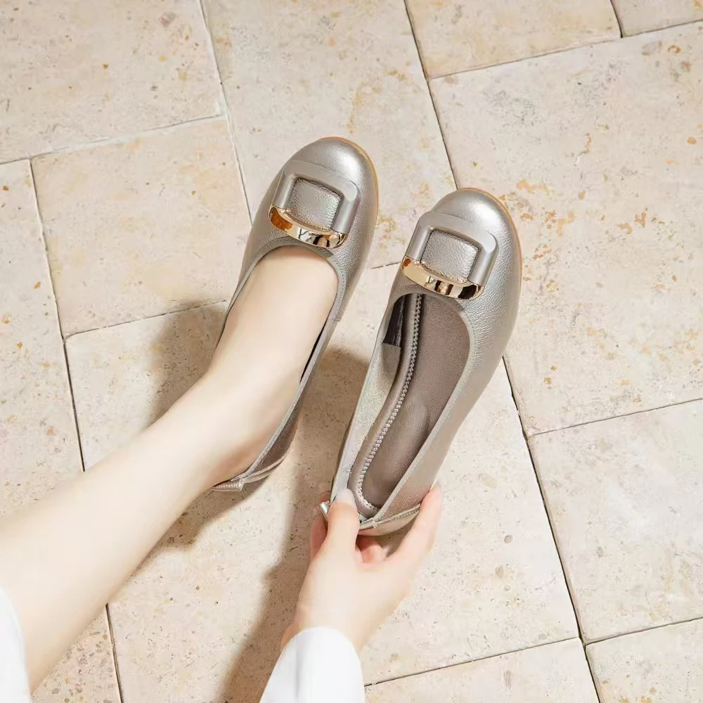 5119新款方扣舒适百搭软底时尚蛋卷鞋