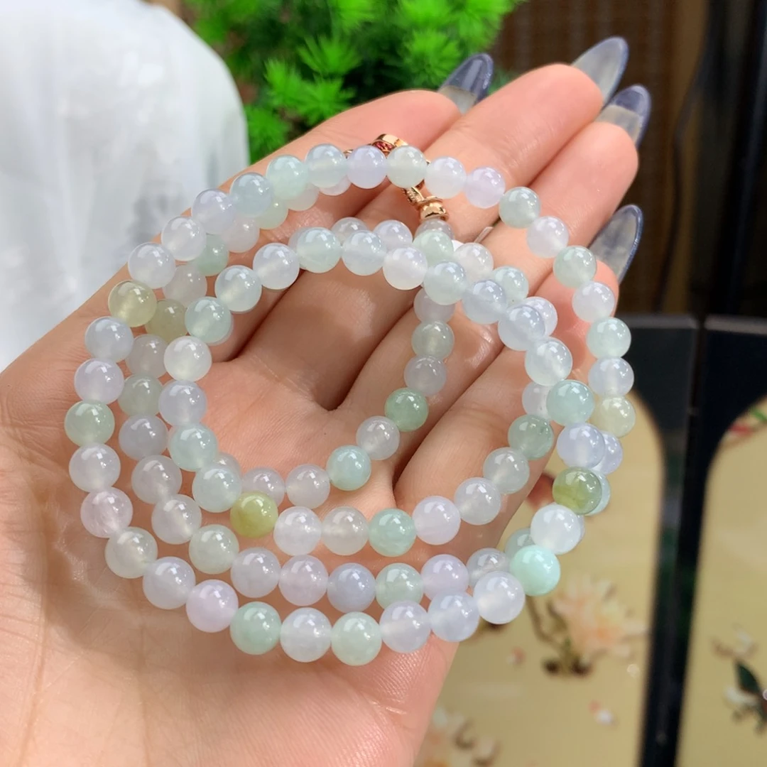 翡翠手链未镶嵌冰胶多宝项链卡6m m