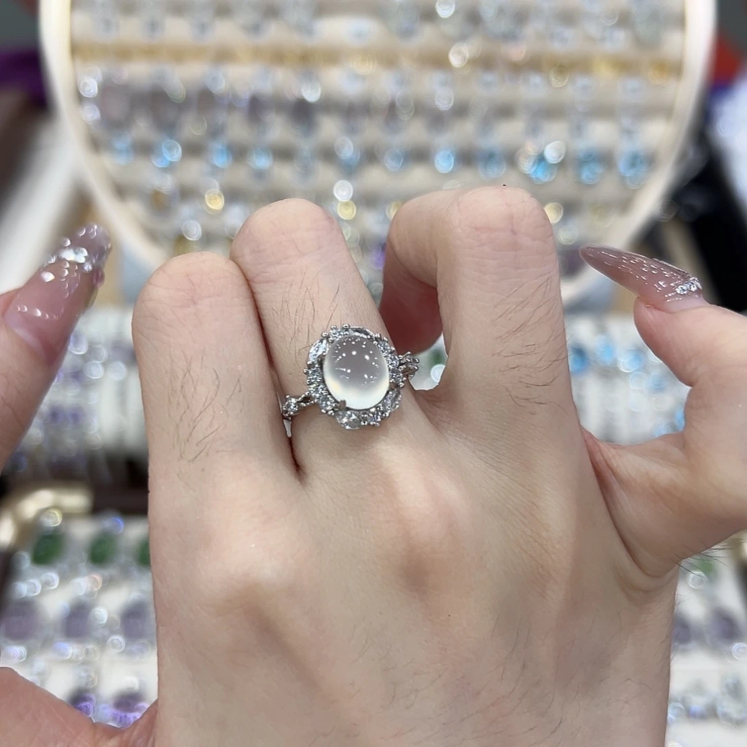 岫玉银S925镶嵌戒指