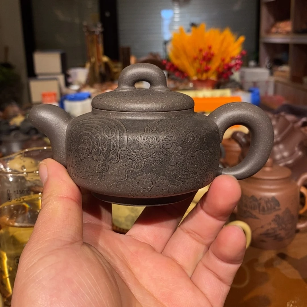 紫砂茶壶原矿天青道洪风格160cc