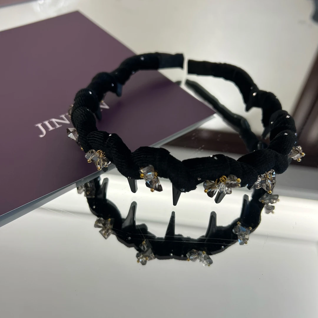 JINRAN 高级手工编织水钻高颅顶发箍