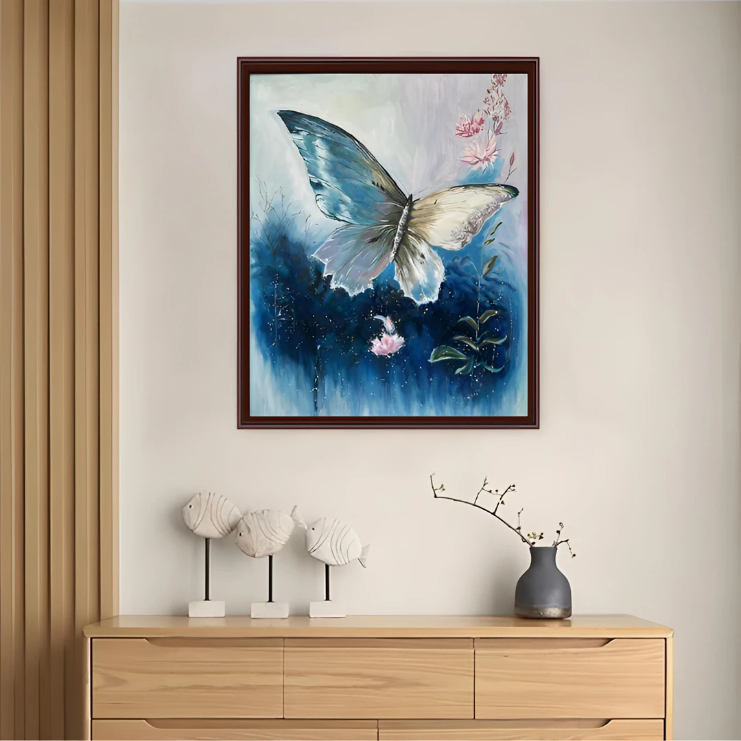 纯手绘油画蝴蝶玄关卧室餐厅书房茶馆民宿装饰简约写实挂画