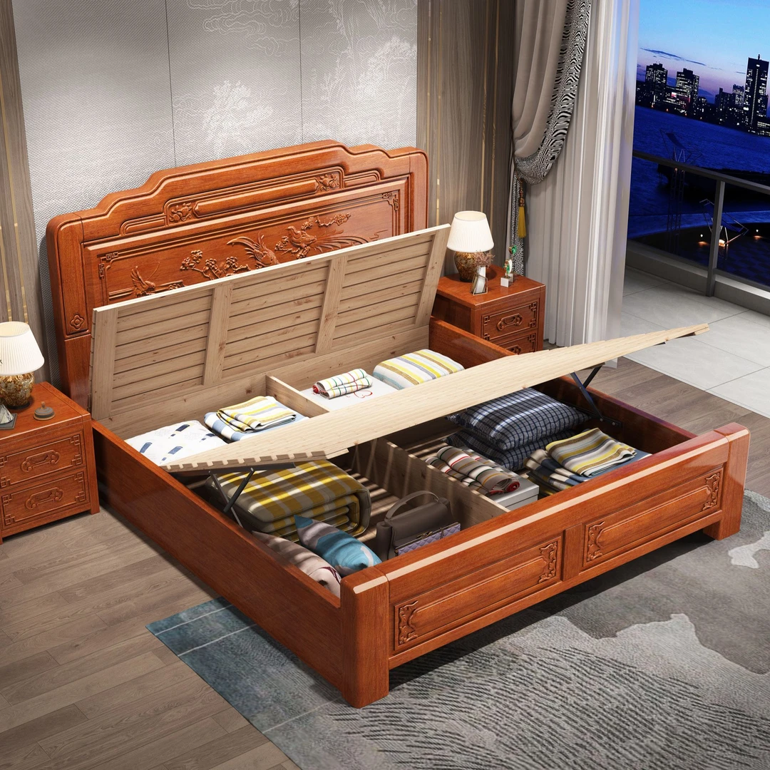 【升级储物链接】实木床升级储物结构