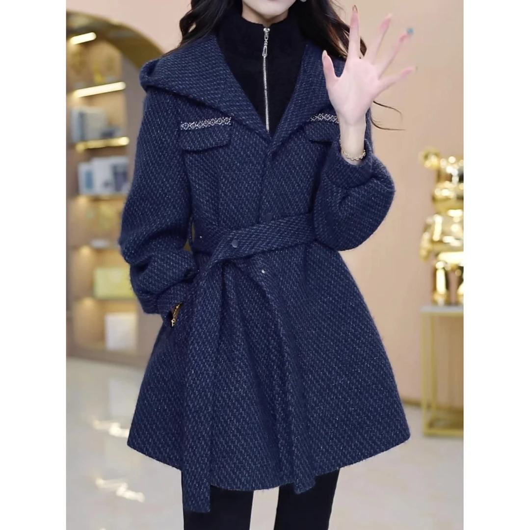 高级雪精绒面料毛呢外套女秋冬2025新款加厚保暖气质显瘦呢子大衣