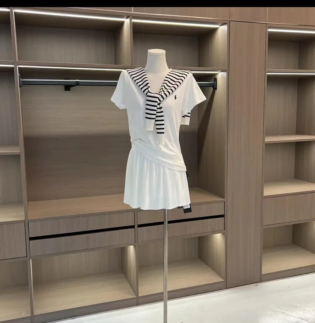 古早小白花2.0套装  百褶裙+刺绣纯棉tee （含披肩）