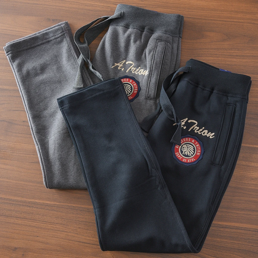 2025春秋新款美式休闲宽松运动直筒卫裤男精工绣标复古休闲长裤潮