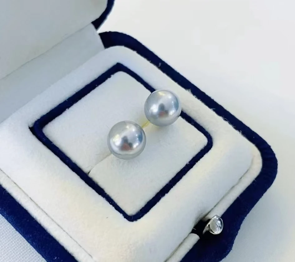 H05 海水Akoya真多麻耳饰时尚简约经典素钉耳钉18K