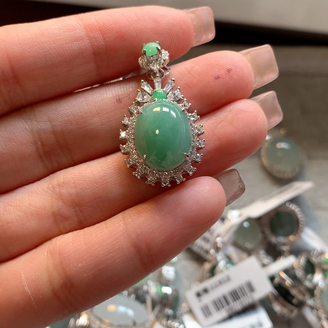 翡翠银S925镶嵌颈饰吊坠566