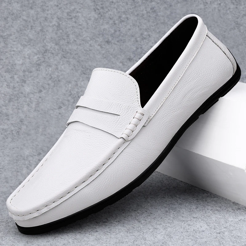 皮鞋男春季新款软皮软底简约百搭休闲鞋子英伦风懒人一脚蹬豆豆鞋