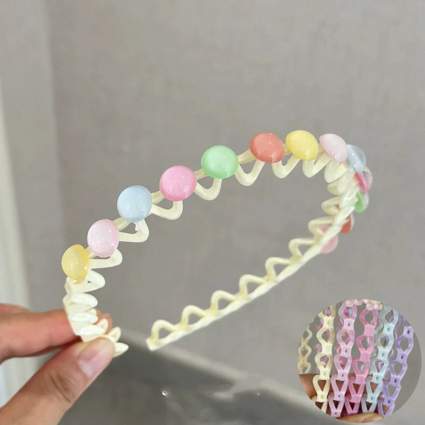 【SX-14266】发1个冰透圆点儿童大童可爱卡通新款发箍碎发神器