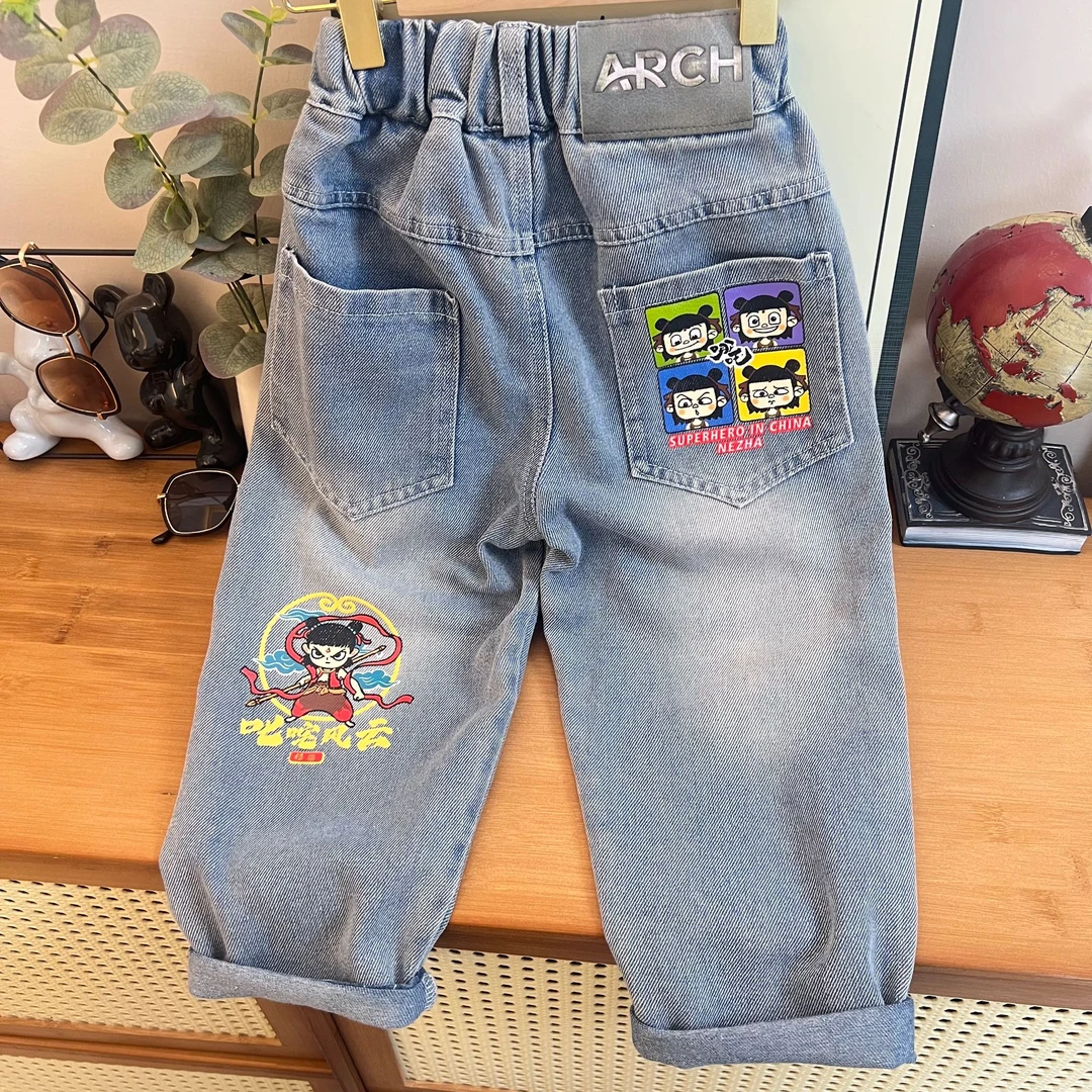 男童春秋牛仔裤2025新款哪吒款