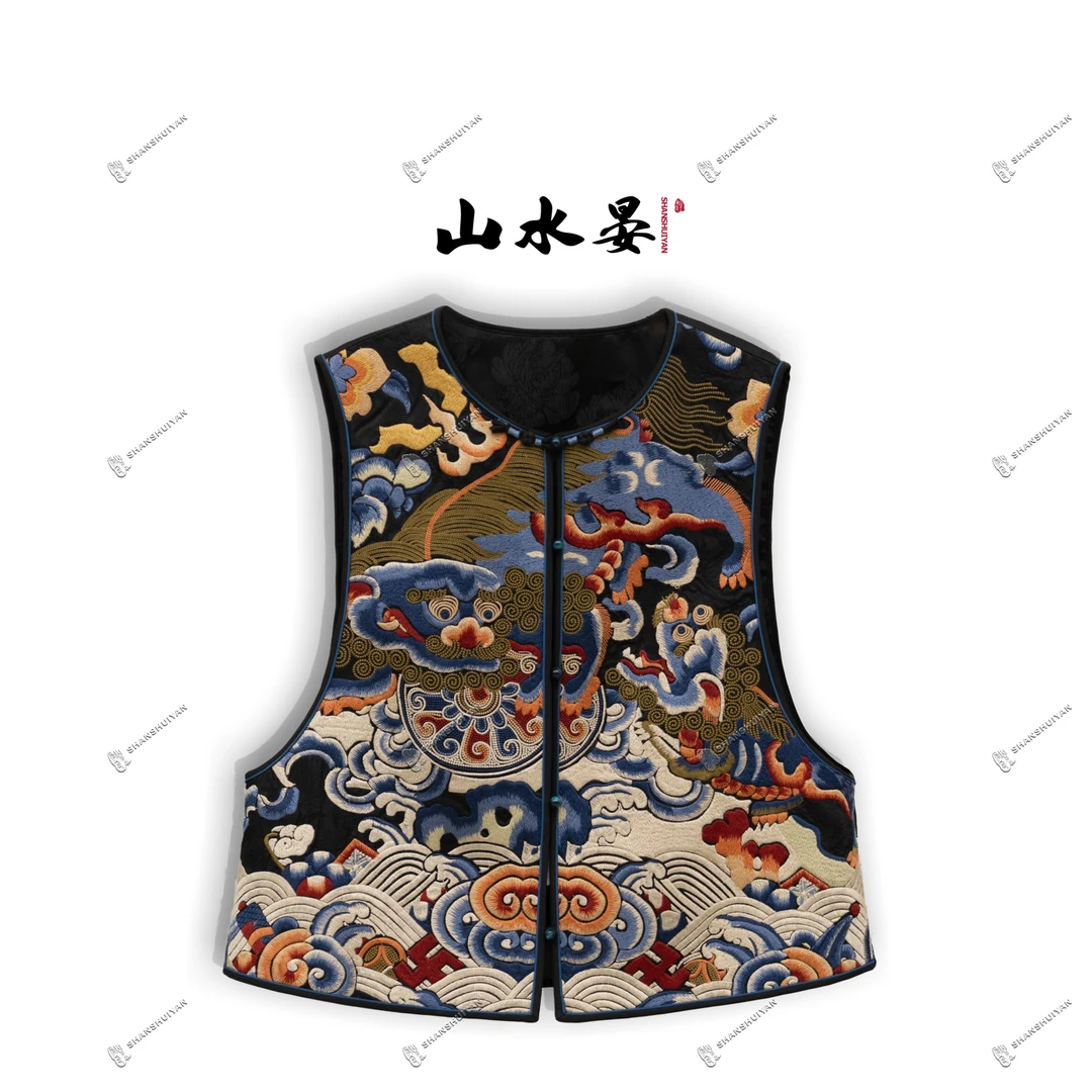 专柜同步-中式桑蚕丝提花重缎上衣棉马甲时尚减龄气质优雅UNX5329