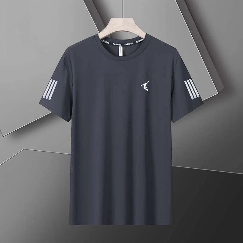 【冰丝面料】男款夏季薄圆领短袖百搭半袖t恤大码冰丝速干t恤男