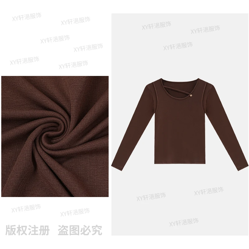 ｜莱赛尔天丝｜奢柔垂感｜ 2025秋冬新款静奢风长袖打底衫 - 2542