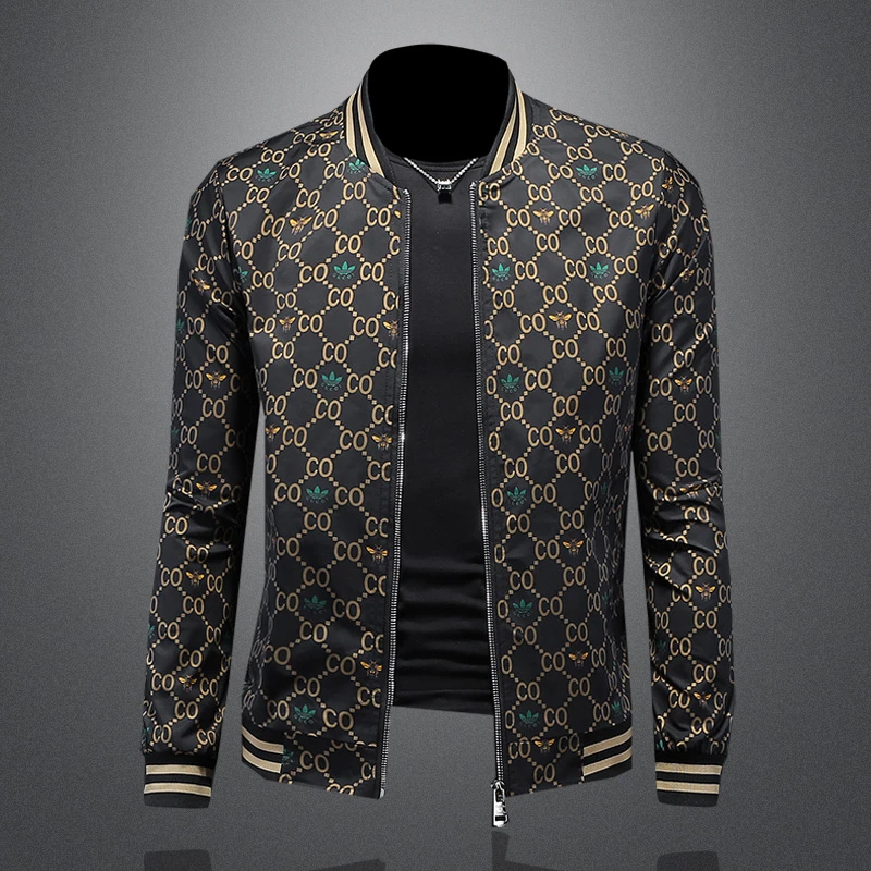 维麦帕通WENMAPAETON春秋季印花男大码夹克衫修身潮流休闲棒球服