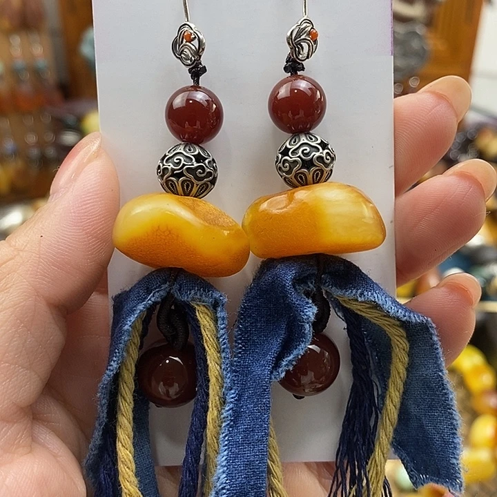 蜜蜡未镶嵌耳饰耳饰