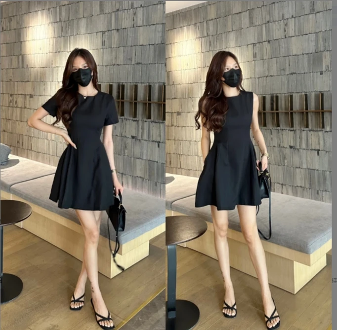 【田姜女装 】春款气质显瘦小黑裙