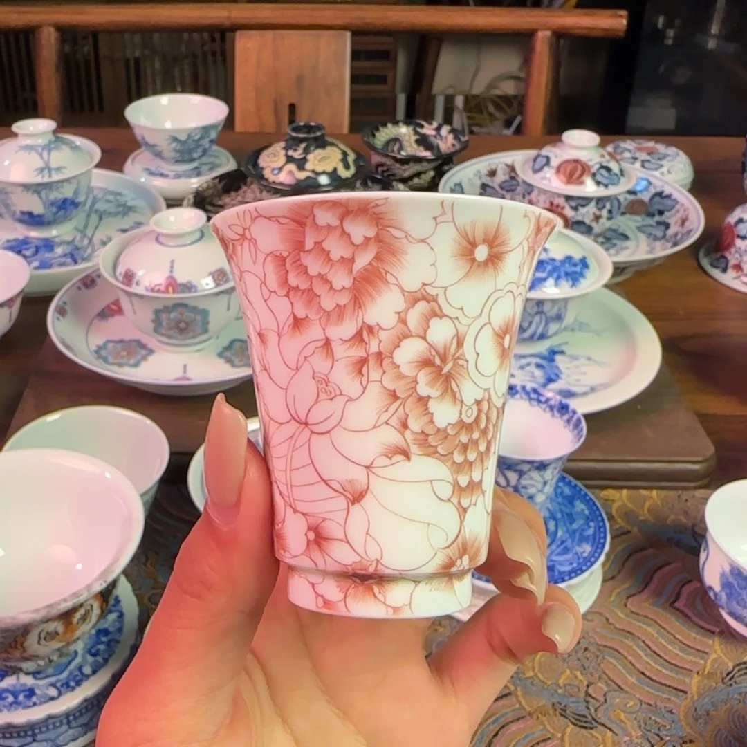 重工万花闻香杯纯手绘