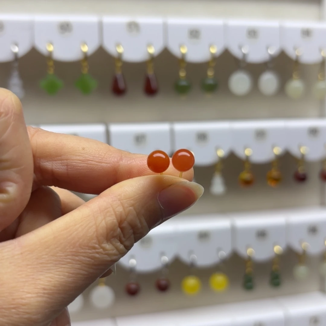 南红玛瑙银S925镶嵌耳饰6