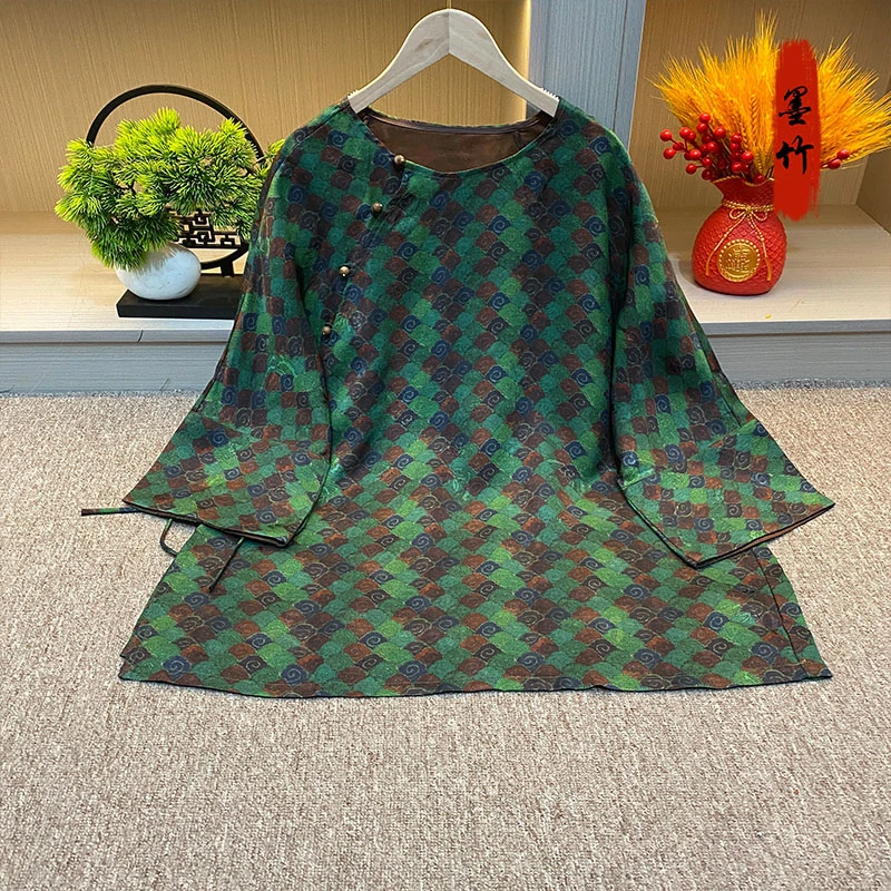 【69794】新中式中国风时尚高级感气质女士上衣气质提花盘扣腰绳