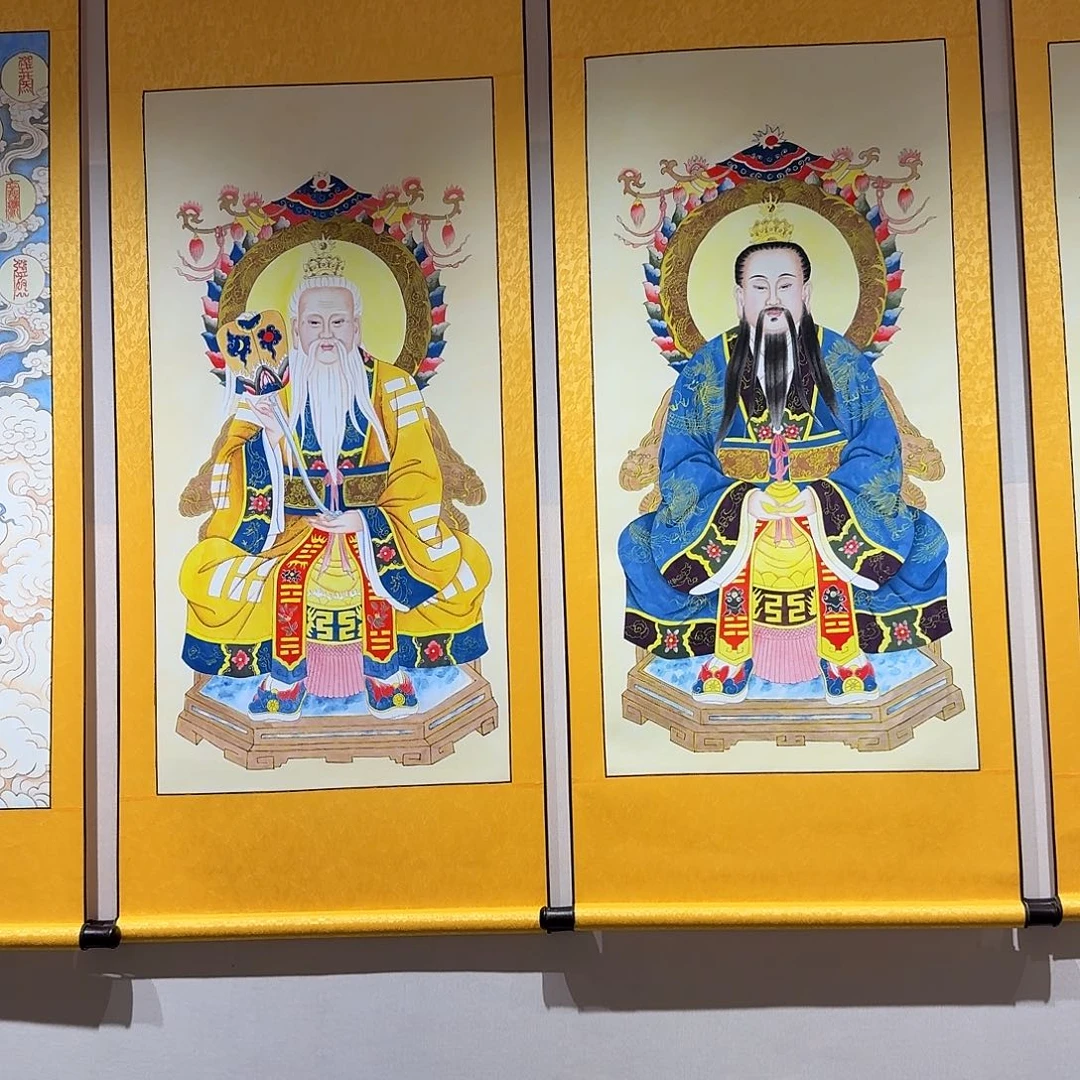 执***花国画三清祖师一套