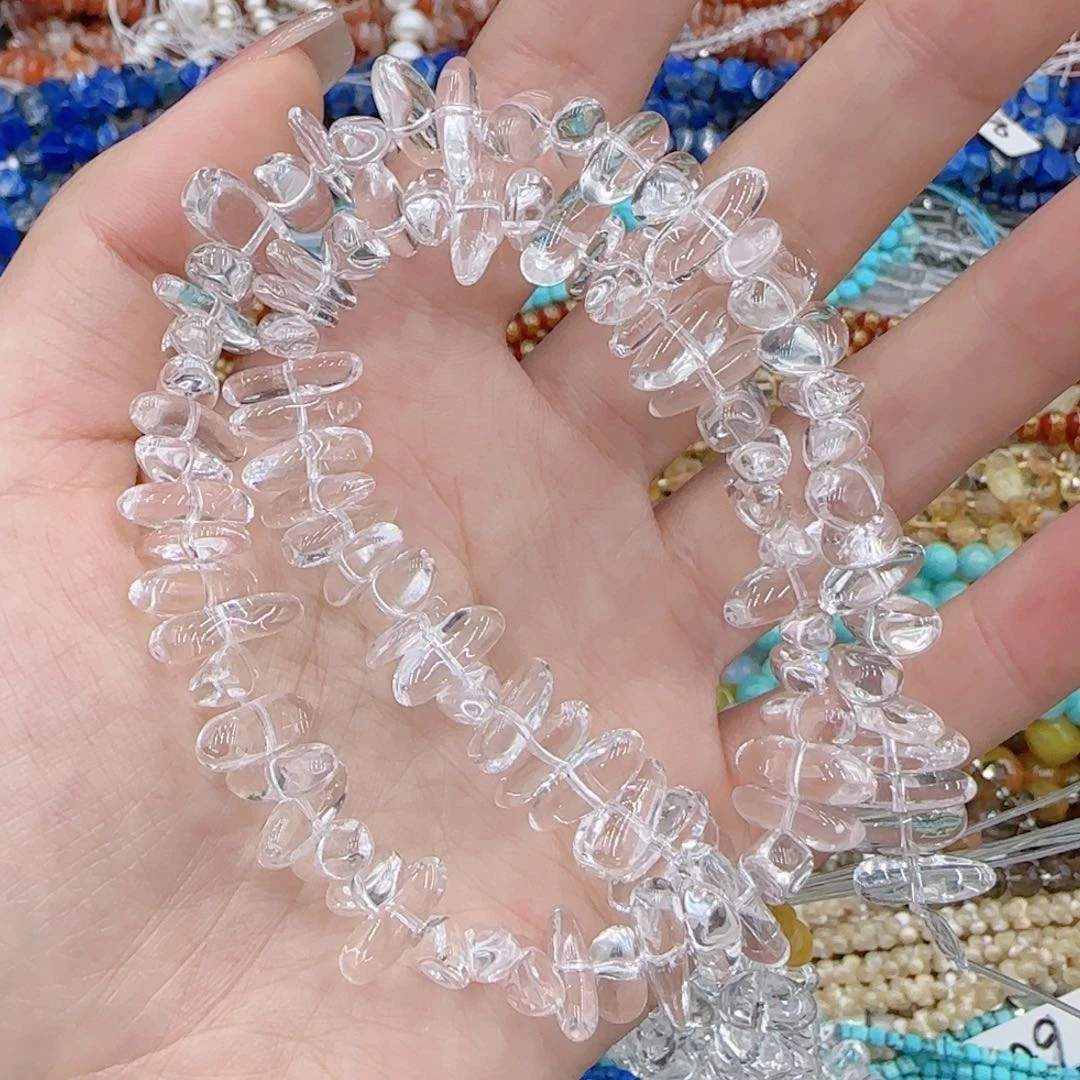 玛瑙/玉髓珠宝半成品未镶嵌天然高透白水晶一条约卡十