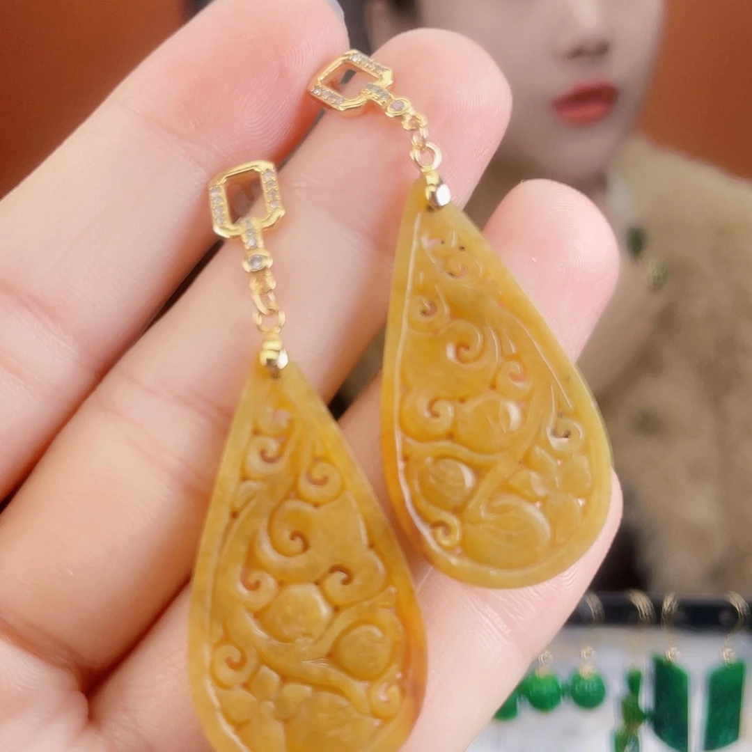 翡翠银S925镶嵌耳饰