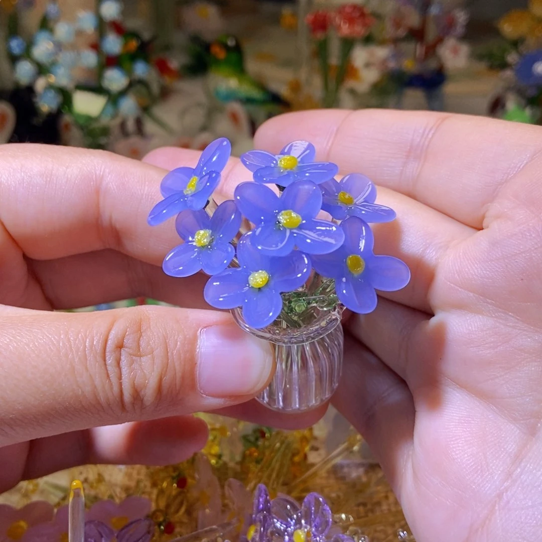 琉璃手工艺品蓝色香水瓶