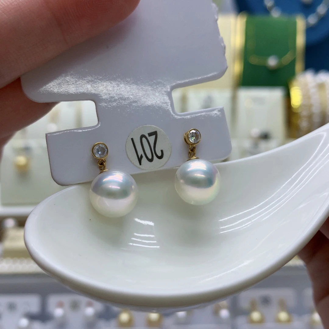耳饰淡水珍珠18K金镶嵌