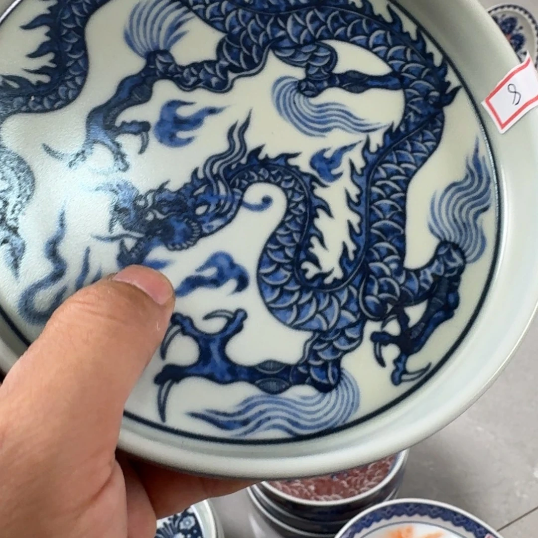 摆件青花铠甲龙大壶承微瑕