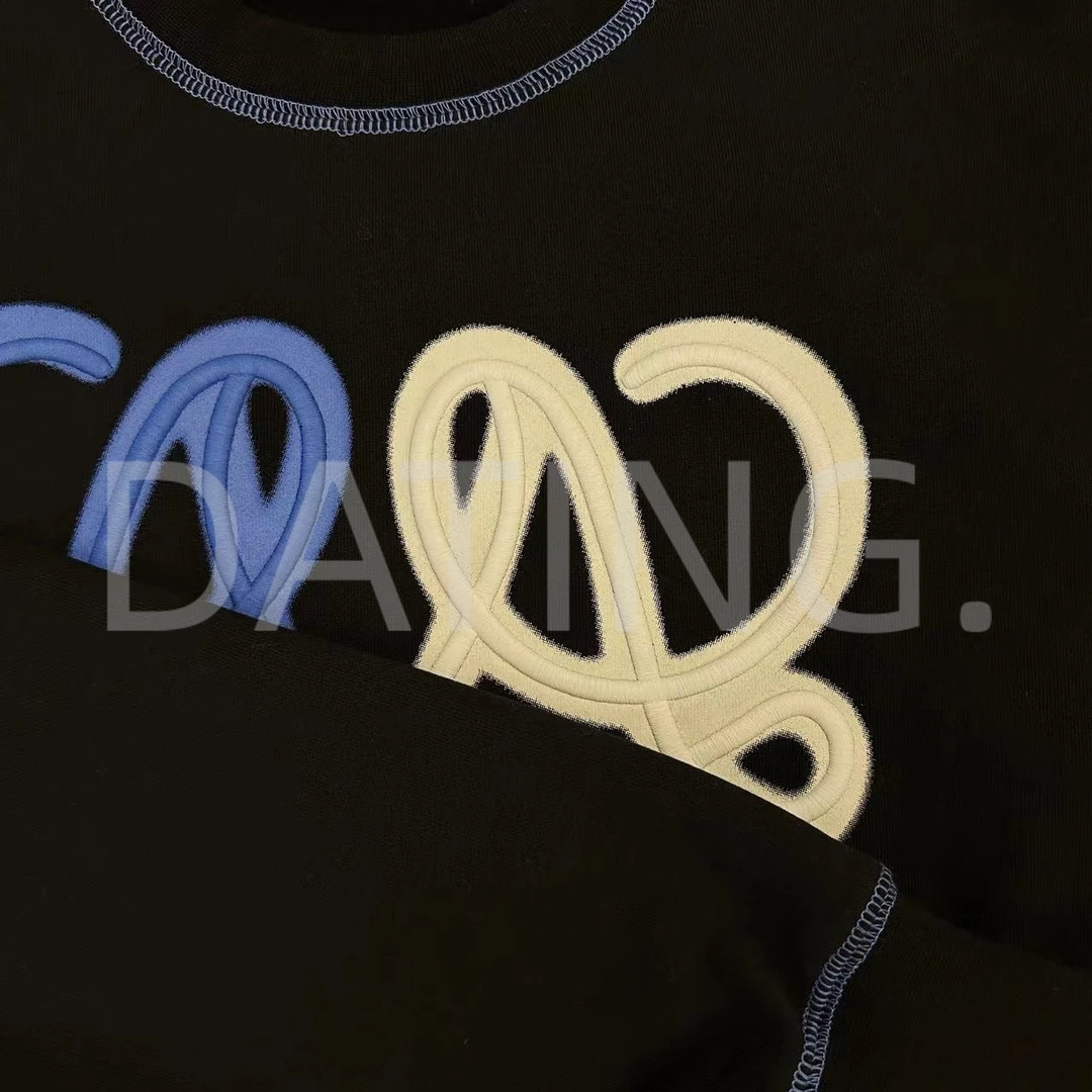 FANFANBIN【蓝色童话】加绒圆领反做刺绣卫衣男女同款420g