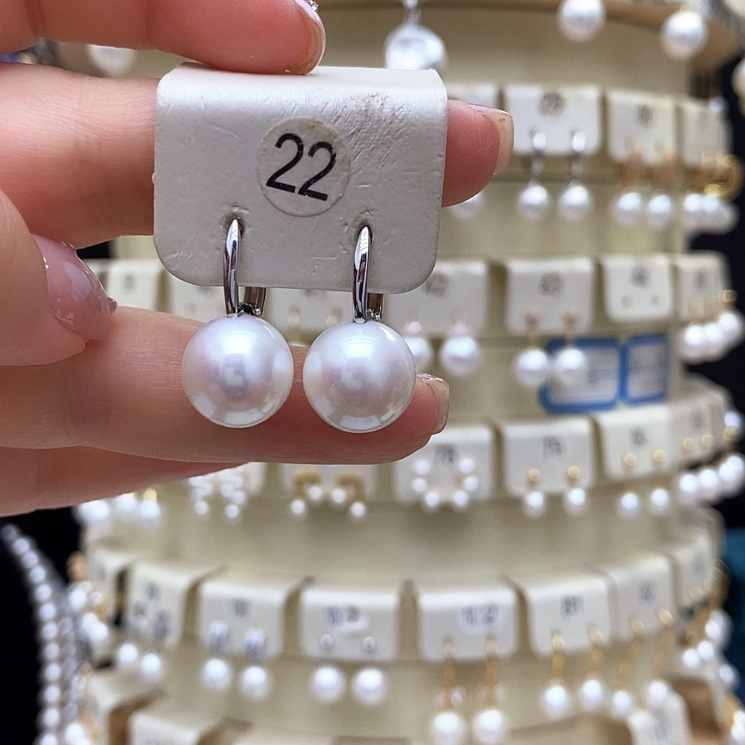 银S925镶嵌淡水珍珠耳饰