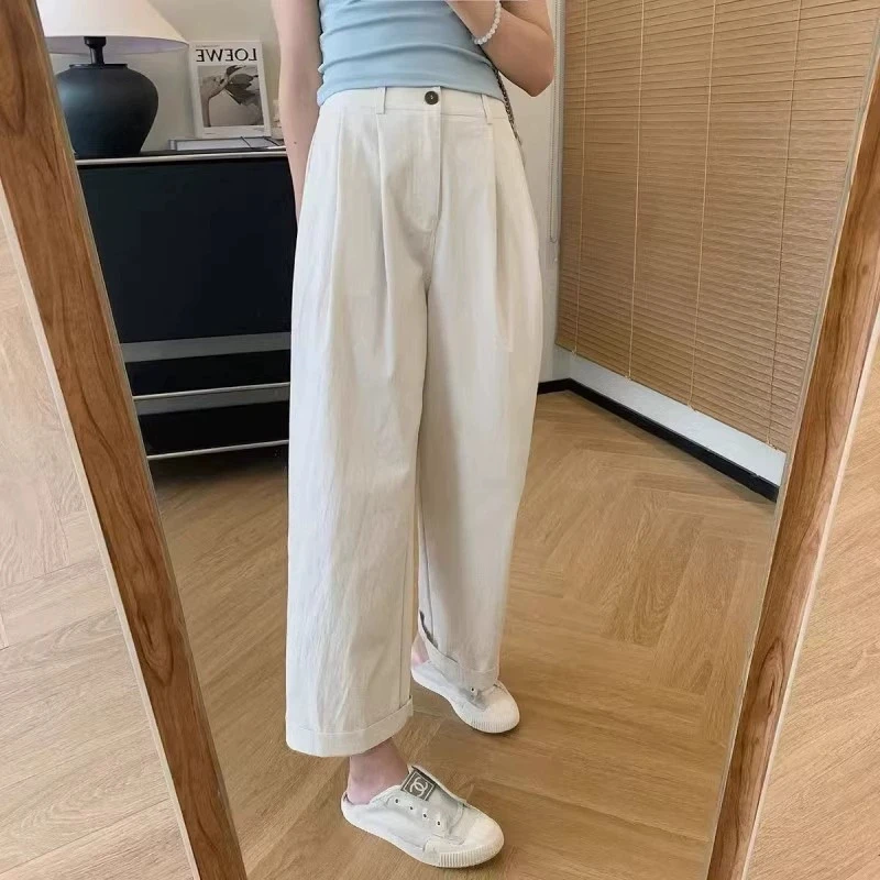 小个子九分直筒裤女夏季薄款宽松显瘦高腰休闲垂感百搭九分阔腿裤