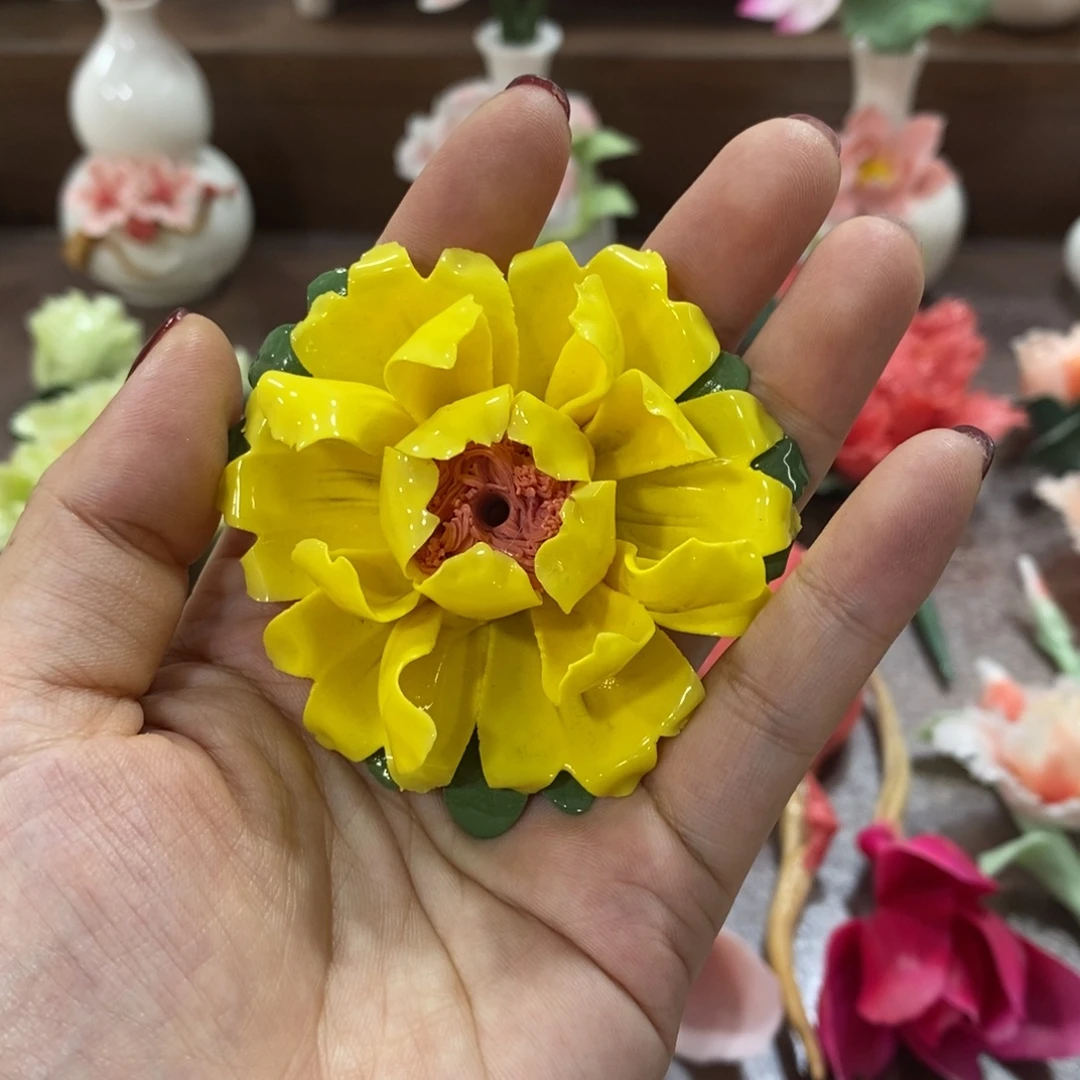 瓷片陶瓷手工花摆件工艺品