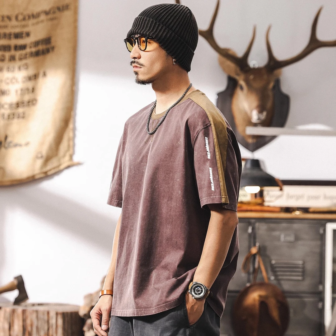 美式复古重磅t恤男纯棉2025新款短袖男夏季水洗宽松大码男生上衣