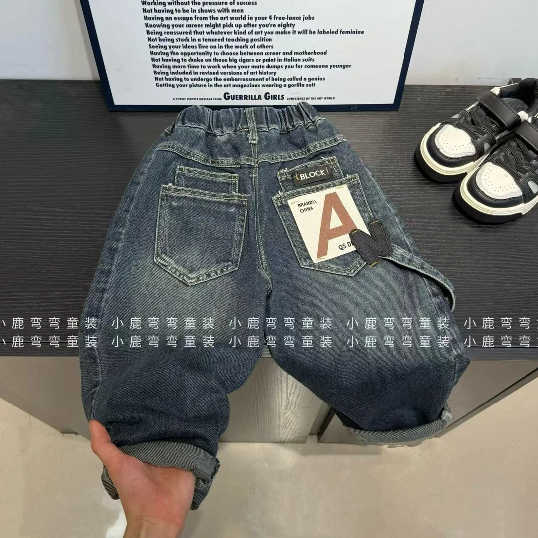 【小潮童】Q2505男童秋款A字侧边拉条新款牛仔裤808
