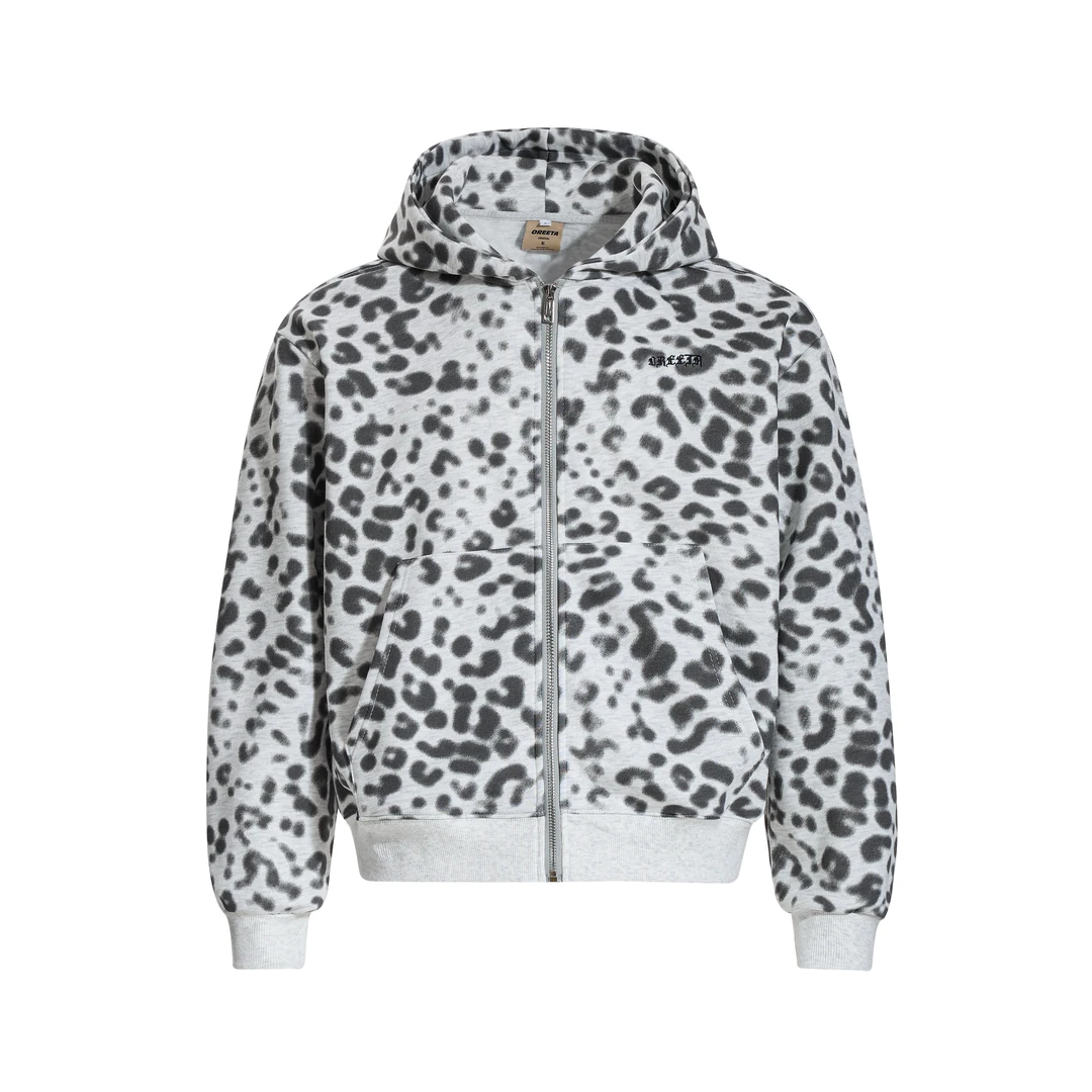 UNOTOBE 美式复古迷彩豹纹设计宽松连帽男女卫衣外套秋冬