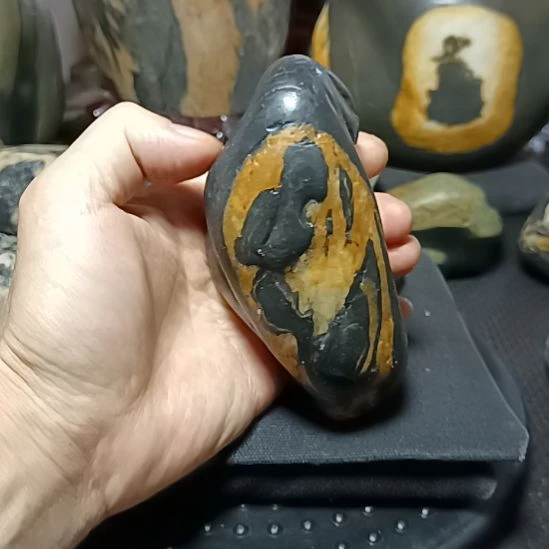 摆件新疆金丝玉原石国画