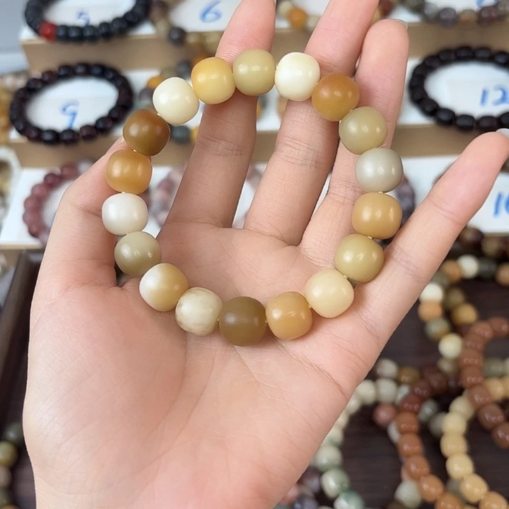 菩提根/象牙果手串卡13手工干磨苹果珠