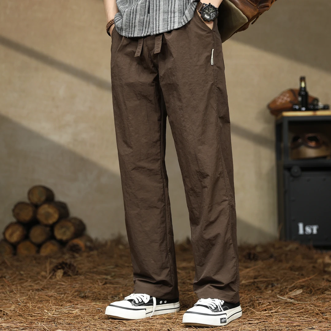 冰丝裤子男款夏季薄款松紧腰运动速干裤宽松直筒裤新款休闲长裤潮