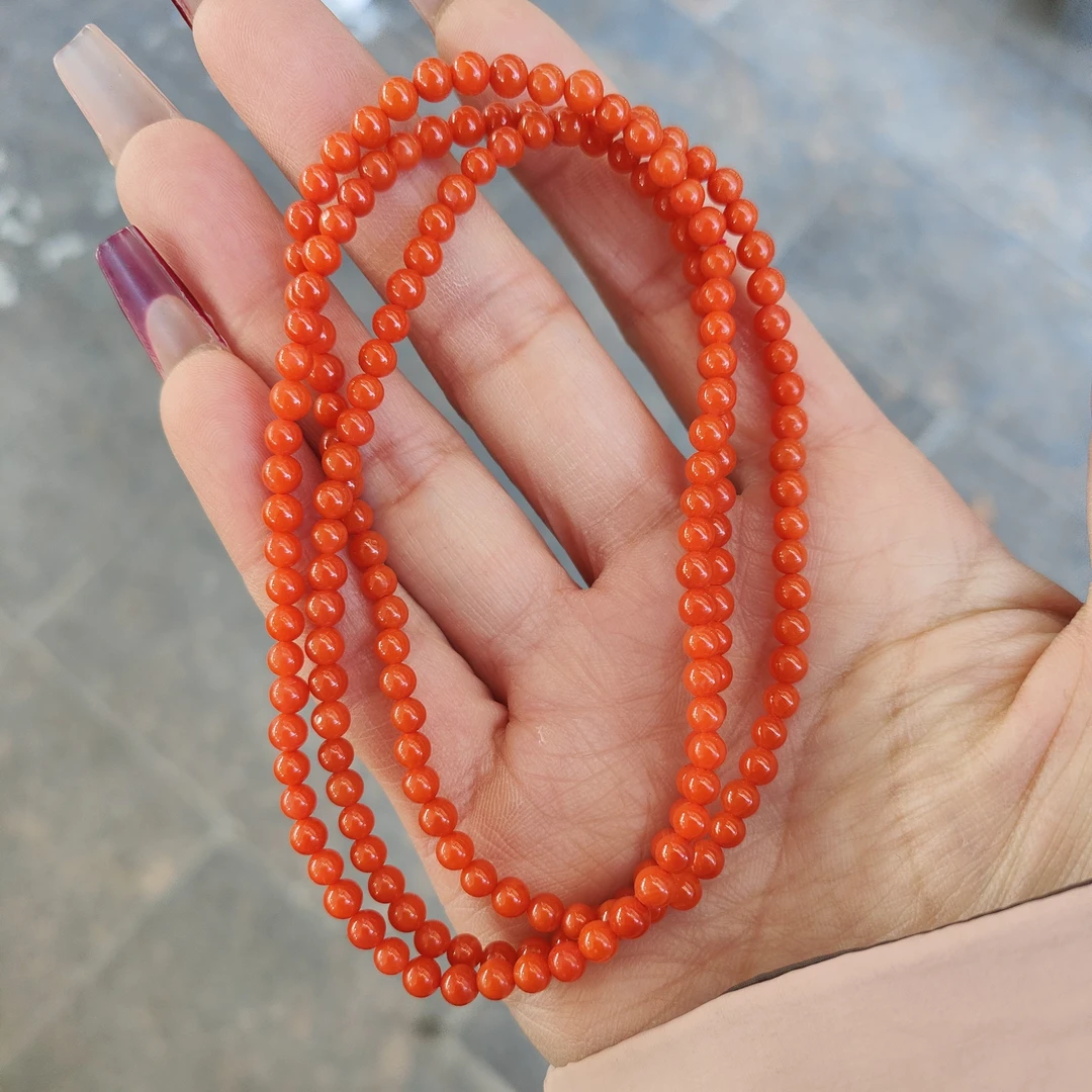 天然南红玛瑙小米珠约4mm